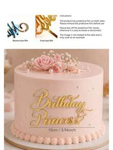 1pc/3pcs/5pcs "Princess Birthday" PMMA Cake Topper Picks, Modern Letter Cake Decoration For Birthday Party, Birthday Cake Decor Gift, DIY Cake Decorating Supplies, Baking Decoration, Baking Supplies, Cake Accessories, Kitchen Essentials, Holiday Gift - Gold - View 8
