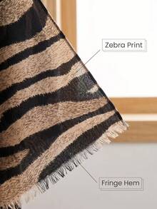 1pc New Zebra Print Scarf, Women's Muslim Hijab, Soft Breathable Long Scarf, Elegant Shawl, Fashionable Versatile Office Wrap - Multicolor - View 10