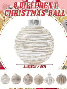 6pcs 3.15 Inch Clear Christmas Ball Ornaments Set, Shatterproof Hanging Decorations For Christmas Tree, Home, Wedding, Party, Office Decor (Blue) - Champagne - View 4