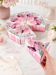 4/8 Pcs Reusable 3D Butterfly Triangle Cake‑Shaped Gift Boxes Candy Treat Boxes For Birthday Party Table Favors - Multicolor - View 3