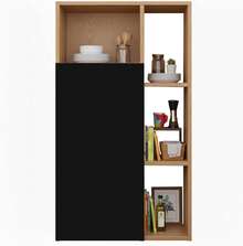 Mueble Alacena Despensero Organizador Multiusos Melamina de Alta Resistencia, con Puerta, Estantes y Repisas (Roble Negro) - roble negro - Ver 5