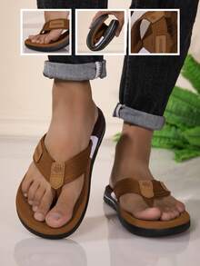 2026 Premium Men's New Style Summer Outdoor Wear Flip Flop Sandals Beach Slippers - Brown - View 3