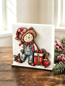 Christmas Wooden Napkin Holder, Santa Claus Sleigh Design, Suitable For Dining Table, Family Dinner, Home Decor, Holiday Table, Napkin Storage Rack, Suitable For Kitchen Countertop, Christmas Party Table Centerpiece And Supplies - View 7