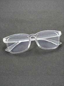 2 Pairs Men's Square Rivet Decor Black Transparent Glasses, Suitable For School Wear Transparent Glasses Accessories, Men's Glasses Accessories - Transparent - View 7