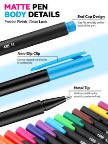 6/8/10/12pcs 1mm Colorful Oil-Based Markers, Student & Office Stationery Pens, Suitable For Crafts, Bookkeeping, Hand Drawing, Notebook Ballpoint Pens, Back To School - Multicolor - View 7