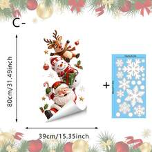 1pc Christmas Stacked Characters Window Sticker, Reusable And Removable Glass Decal, Featuring Santa Claus, Snowman And Reindeer, Suitable For Home Decor, Store Window And Holiday Party Decoration - Multicolor - View 15