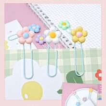 1/3/9/30Pcs Flower Paper Clips Bookmarks, Metal Bookmarks, Cherry Blossom Paper Clips, Document Storage Clips, Photo Album Decoration, Classroom Test Paper Storage, Multiple Color Options - Flower Paper Clips - View 7