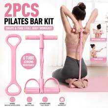 Set 2 Buah Pita Resistensi Yoga, Alat Tarik Pedal Kaki & Peregang Punggung Bahu, Peralatan Olahraga Kebugaran Rumahan untuk Latihan Pembentukan Tubuh Lengan, Kaki, Pinggang - MultiWarna - View 2