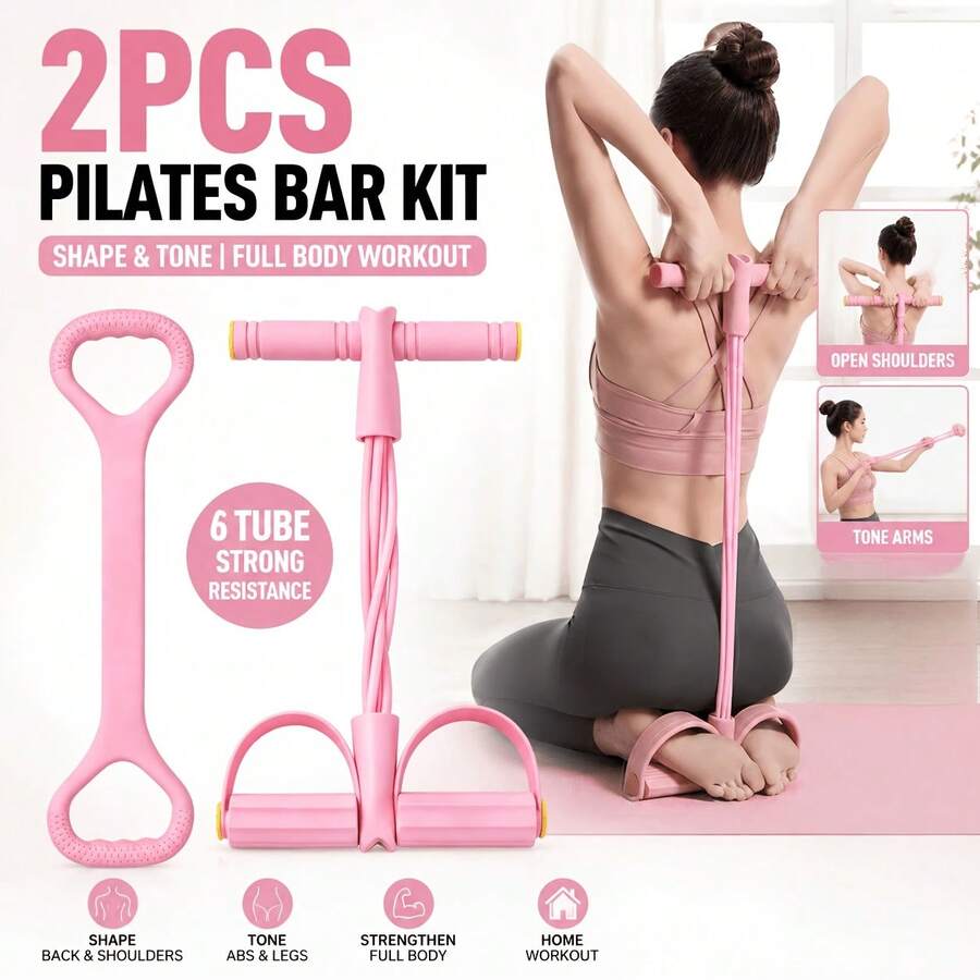 Bộ 2 dây kháng lực yoga, máy kéo đạp chân và dụng cụ giãn lưng vai, thiết bị tập thể dục tại nhà, phù hợp tập định hình cánh tay, chân và eo - Nhiều màu - Xem 1