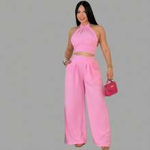 Women's Duna Cropped Top And Wide-Leg Pants Set, Summer Style - Baby Pink - View 2