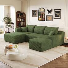L Shape Cloud Sofa Green – Easy Assembly - 綠色 4 座 - 查看 4
