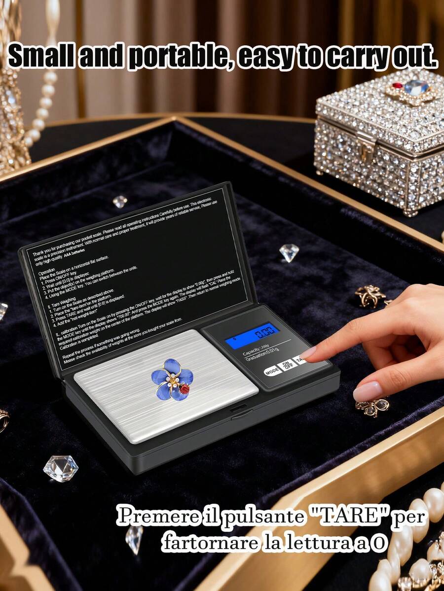 High Precision Sleeveless Pearl Scale With LCD Digital Display And Multiple Unit Conversion Functions, Max Capacity 100g. Suitable For Precise Measurement Of Jewelry, Precious Metals, Powders And Other Small Items. Batteries Not Included. - jewelry scales - View 1