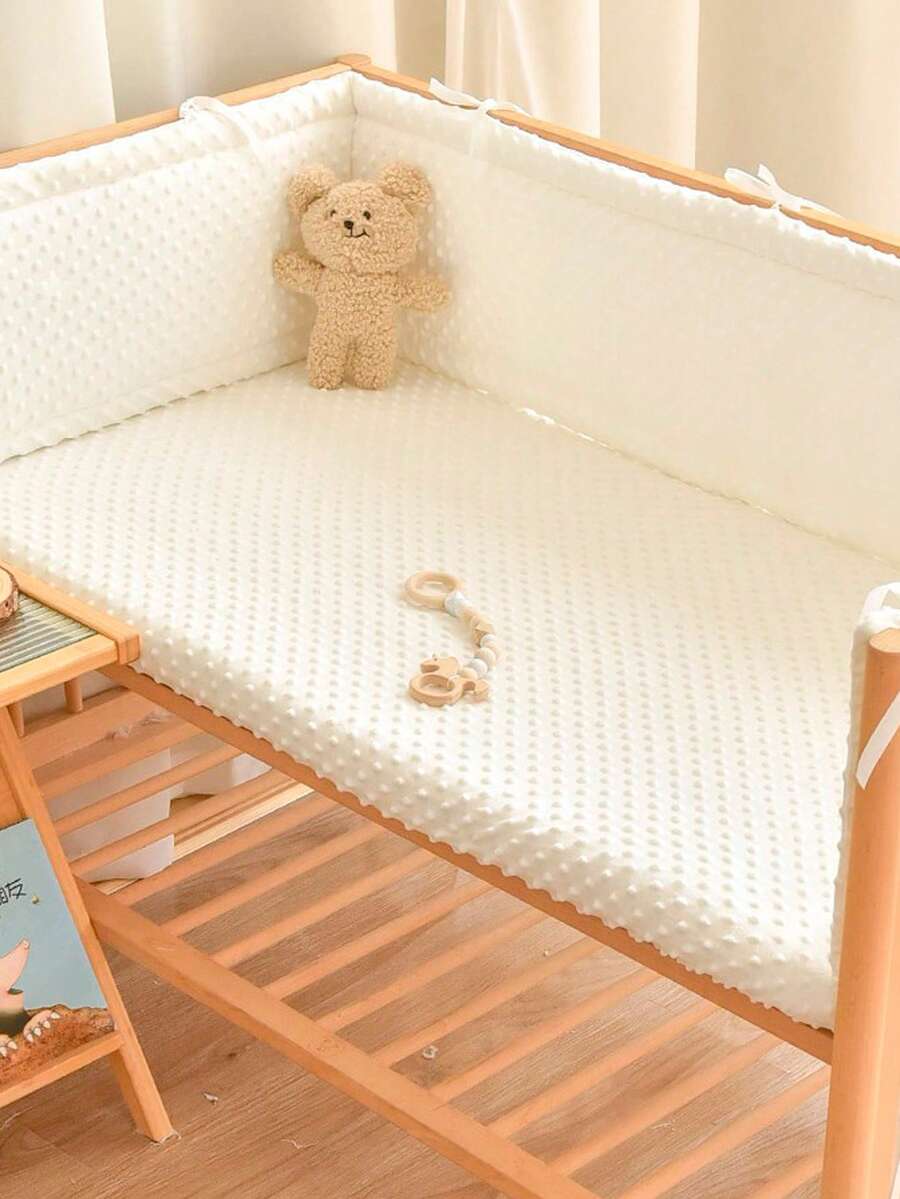 1pc Baby Bed Bean Plush Embroidered Bed Guardrail Bumper, Newborn Anti-Collision Soft Padding Bed Rail, Children's Bed Guardrail Anti-Collision Pad With Bear Embroidery, Multiple Sizes Available