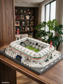 2342pcs Allianz Arena Miniature Building Blocks, Famous Stadium Puzzle Blocks, Football Fan Collectible Desktop Decor, Sports Enthusiast Holiday Assembly Gift, Football Landmark Building Model Kit - Multicolor - View 2