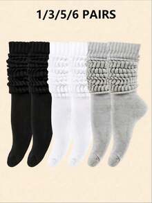 1/3/5/6 Pairs Women's Multi-Color Fashion Slouch Socks Suitable For Daily Wear - Multicolor - View 6