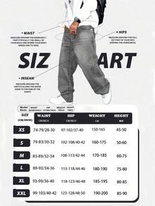 Men's Retro Loose Fit Jeans, Versatile Casual Wear For All Seasons - Grey - View 6