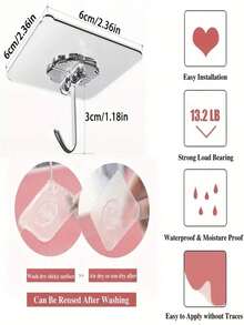 20/16/6/1 Set Strong Adhesive Transparent Wall Hooks - Casual Style, Easy Installation, No Drilling Required, Plastic Heart-Shaped Practical Hooks, Suitable For Kitchen And Bathroom, Bathroom Storage, Bathroom Decor - Multiple Styles - View 9