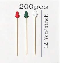 3/10/20/30/50/100/200pcs 3-Color Christmas Tree Bamboo Skewers, Cartoon Tree Shaped Cake Toppers, Fruit Platter Cold Appetizer Dessert Decoration, Christmas Party Table Atmosphere Decor - Multicolor - View 14