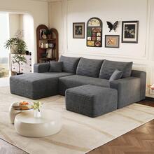 Dark Grey 4 Seat Sofa - Modern L Shaped Couch - 深灰色 4 人座 - 查看 4