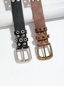 1件女款牛仔龐克風串珠扣皮帶 - 彩色 - 查看 4