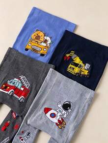 4 Pairs Baby Boy Tights, Cute Cartoon Pattern Leggings, Suitable For All-Season Daily Wear - Multicolor - View 3