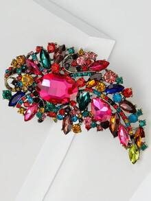 1pc Rhinestone Flower Brooch, Fashion Exaggerated Luxury Crystal Brooch Pin Accessory For Women - Color - View 2