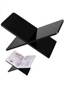 1pc Transparent Black Acrylic X-Shaped Bookshelf Stand - Coffee Table Bookshelf - Kitchen Cookbook Stand - Home And Dining Table Decor, - Clear - View 1