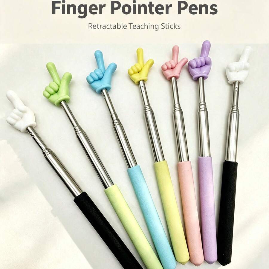 1/2pcs Macaron Telescopic Finger Pointer, Sponge Grip Extendable Teaching Stick, Book Page Knowledge Point Indicator Rod, Stainless Steel Telescopic Pole With Adjustable Length, Soft Rubber Gesture Tip For Books And Paper, Suitable For School Classroom Text Reading, Christmas Holiday Picture Book Guidance, Halloween Theme Storytelling, Short Video Promotion - Multi-color - View 1