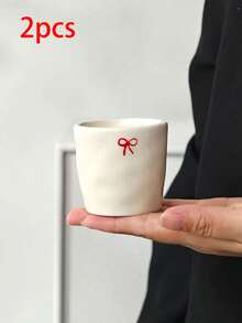 1/3/6 Stücke Schleife Keramik Kaffeetassen, europäischer minimalistischer Keramiktassen, handgehaltene Tassen, Espressotassen, Latte Kaffeetassen, Wassertassen, Party Nachmittagstee Tassen, Keramiktassen, Safttassen, Geschenktassen - mehrfarbig - Übersicht 20