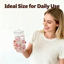 1pc 16oz/480ml Large Capacity Bow Pattern Cup With Lid And Straw, Portable Beverage Juice Cup For Outdoor Travel, Summer Winter Drinkware, Birthday Holiday Party Gift - Multicolor - View 4