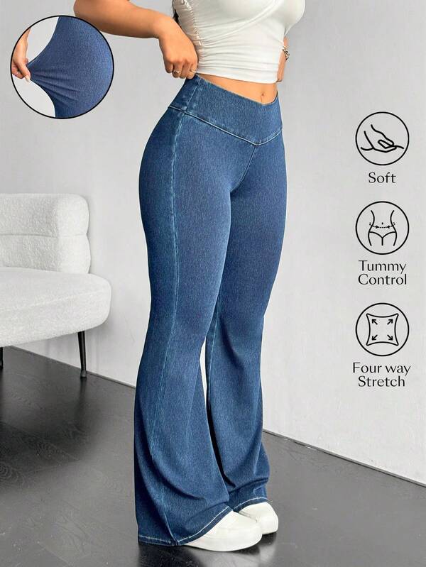 Jeans de campana casuales y versátiles para mujer UCC9