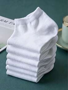 10 Pairs White Casual Daily Boat Socks - White - View 3