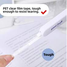 5pcs/Set INS Style Minimalist Transparent Correction Tape, White And Transparent Options, Long Strip Shape, Easier To Grip, Compact And Exquisite, Smooth And Easy To Use, Strong Coverage, PET Transparent Film Tape, Durable And Not Easily Broken, Recommended For Back To School Season, Suitable For Study And Office, Includes Flip Cover Protection, Smooth Operation Without Jamming - A27 Correction Tapes - View 4