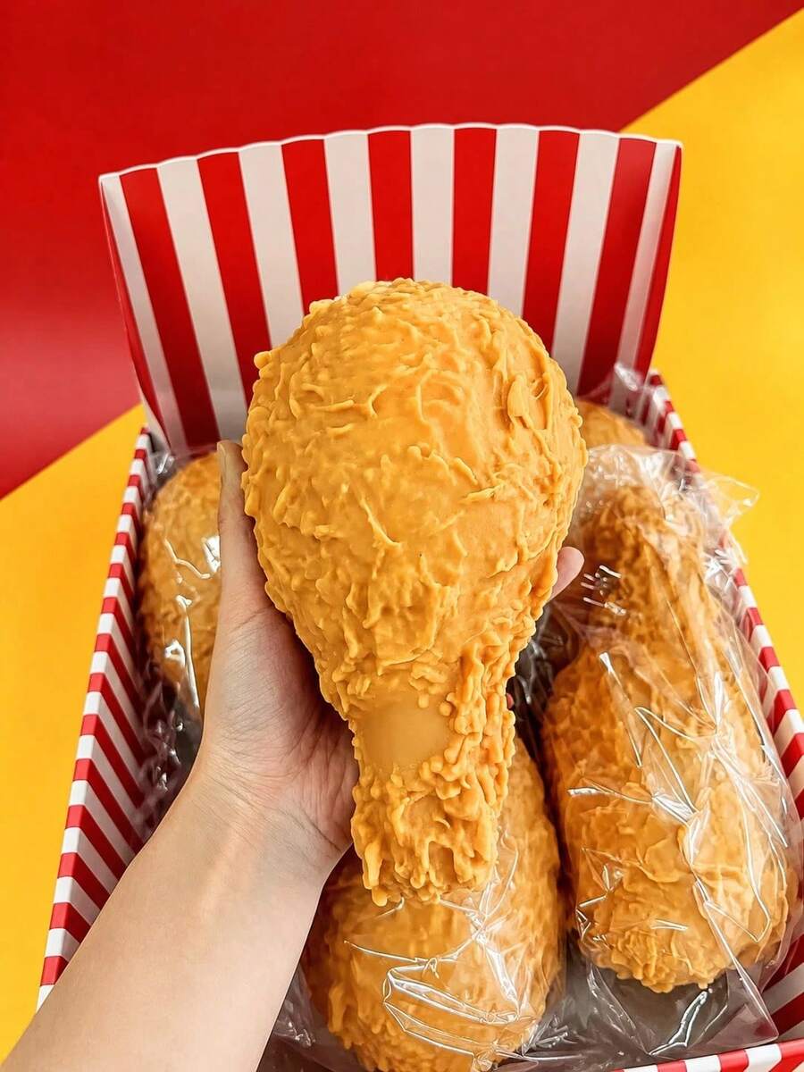 1pc Realistic Large Chicken Drumstick Squishy Stress Relief Toy, Sensory Squeeze Toy