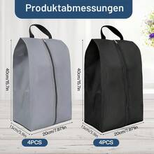 Pack Of 8 Waterproof Zip Shoe Storage Bags, Dustproof Travel Organizer Pouches In Black & Grey For Travel And Home Use - View 4