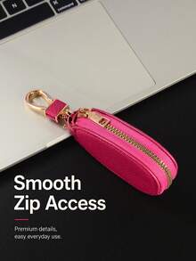 1pc Mini Litchi Grain Car Key Pouch Unisex Car Key Storage Bag Creative Fashion Minimalist Pendant PU Keychain,Coin Purses - Multicolor - View 3