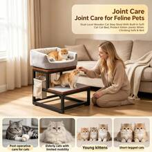 DIY Pet Supplies: Cat Beds, Furniture, Stairs, Steps, And Perches. Suitable For Senior Or Injured Pets And Short-Legged Dogs; Enables Access To Sofas, Beds, And Windowsills. For Indoor Use. Great For Christmas, Halloween, Or Easter Gifts. - Two-step Solid Wood Cat Stairs With Back Support - View 4