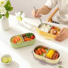 304 Stainless Steel Bento Box Adult, Microwavable Lunch Containers With Lids, 2 Compartment Meal Prep Containers, Leakproof Metal Lunch Box, Travel Food Containers, Divided Lunch Bowls For Student, Japanese Bento Box - Multicolor - View 4