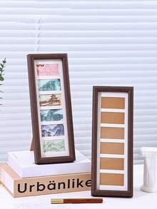 1pc Vintage Solid Wood Picture Frame, Multi-Grid Display, With Easy-Open Back Panel, Classic Home Decor Artwork, Wall-Mountable, Spring Wall Decor Essential, Easter Gallery Wall Accent, Mother's Day Gift, Wedding Keepsake, Rustic Style Display, Bohemian Style Wall Upgrade, Photo Display System - Multicolor - View 5