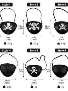 1 peça/6 peças Tapa-olho de Pirata de Halloween, 6 Estilos, Acessório de Fantasia de Caveira e Ossos Cruzados, Presente de Festa de Interpretação de Papéis, Adereço de Fantasia de Baile de Máscaras, Tema de Pirata Gótico Vintage, Suprimentos de Festa de Halloween, Acessório de Cabine de Fotos de Festival de Carnaval (Estilo Aleatório Enviado) - máscara de brinquedo de pirata de Halloween - Visão 12