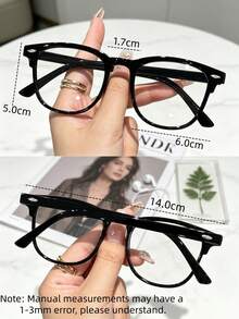 1pc Women Solid Black Retro Round Glasses,Blue Light Glasses,Fake Eyewear,Slim Face Y2K Eyeglasses,Back To School - A - View 5