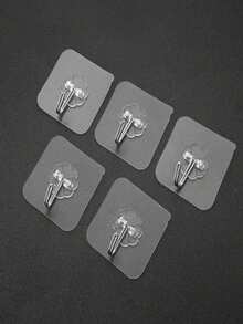 20/16/6/1 Set Strong Adhesive Transparent Wall Hooks - Casual Style, Easy Installation, No Drilling Required, Plastic Heart-Shaped Practical Hooks, Suitable For Kitchen And Bathroom, Bathroom Storage, Bathroom Decor - Multiple Styles - View 8