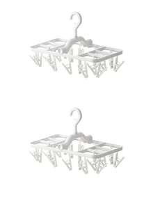 1pc Foldable Drying Rack With 32 Clips, Windproof Clothes Hanging Rack For Socks, Underwear, Bras, Baby Clothes, Towels, Hats And Scarves, Space-Saving Hanging Drying Rack For Balcony, Bathroom, Laundry Room, Travel And Home Storage - Multicolor - View 13