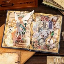 1pc Vintage Material Notebook 192 Pages, European Vintage DIY Planner Material, Writable Letter Paper Material, Suitable For Journaling, Planner, Background, Sticker Storage, Recording Life - Century Anthem - View 4