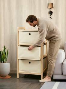 Solid‑Wood Frame Fabric Storage Cabinet. Pull‑Out Fabric Drawers For Dust‑Proof Storage. Two Height Options Available. Space‑Saving And Easy To Assemble. Suitable For Both Bedrooms And Living Rooms. - Multiple Specifications - View 2