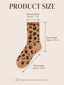 4 Pairs Women's Fashion Leopard Print Mid-Calf Socks, Breathable And Comfortable, Christmas Gift, Random Color, Suitable For Daily Wear And Outings, All Seasons - Multicolor - View 7