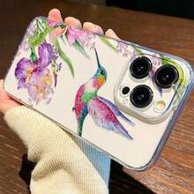 1件創意花卉彩色蜂鳥圖案透明氣墊TPU材質防摔手機殼，適合作為節日禮物，兼容Apple 11/12/13/14/14plus/15/15plus/16/16plus/7/8plus/17/17pro、Galaxy S22/23/24/25/A05/A05S/A53/A54/A55及其他機型保護殼 - 彩色 - 查看 3