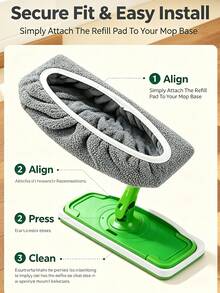 Reusable Microfiber Mop Replacement Pads, Dry And Wet Use Flat Mop Pads, Washable, Suitable For Cleaning Hardwood Floors, High Absorbency, Fits Most Flat Mops, Cleaning Supplies Kitchen Essentials - A - View 4
