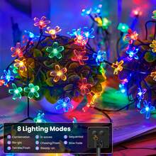 Solar Powered Cherry Blossom String Lights, Multiple Lighting Modes, Perfect For Decorating Garden Patio, Deck Fence, Adding Charm To Garden Furniture And Holiday Party Decorations - Colorful Cherry Blossom Lights - View 5