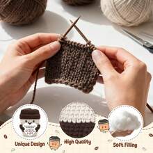 1pcHandmade Crochet Coffee Cup Figurine, Knitted Latte Cup Ornament With Heart Shaped Printed Text Card, Handwoven Drink Shaped Desktop Display Decor, Mini Craft Accessory For Home Office Shelves, Gift For Colleagues Friends Family For Daily Occasion - Multicolor - View 4